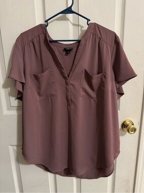 Torrid Harper Studio Women's Rose Mauve Split V-Neck Blouse